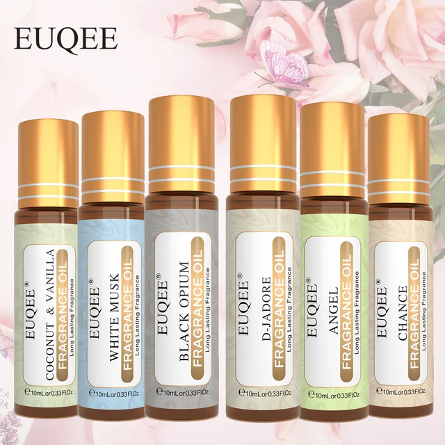 EUQEE 6-częściowy zestaw olejków zapachowych dla mężczyzn i kobiet 10 ml olejku zapachowego Good Girl Bright Crystal Coconut Vanilla Angel Strawberry
