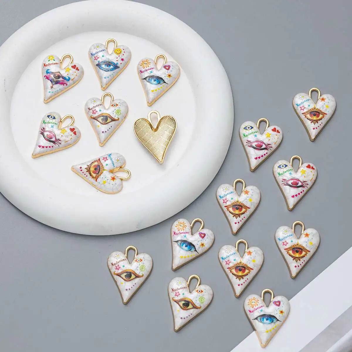 6pcs Color Devil\'s Eye Graffiti Jewelry For Jewelry Making Enamel Pendants DIY Earrings Necklace Bracelet Jewelry Accessories