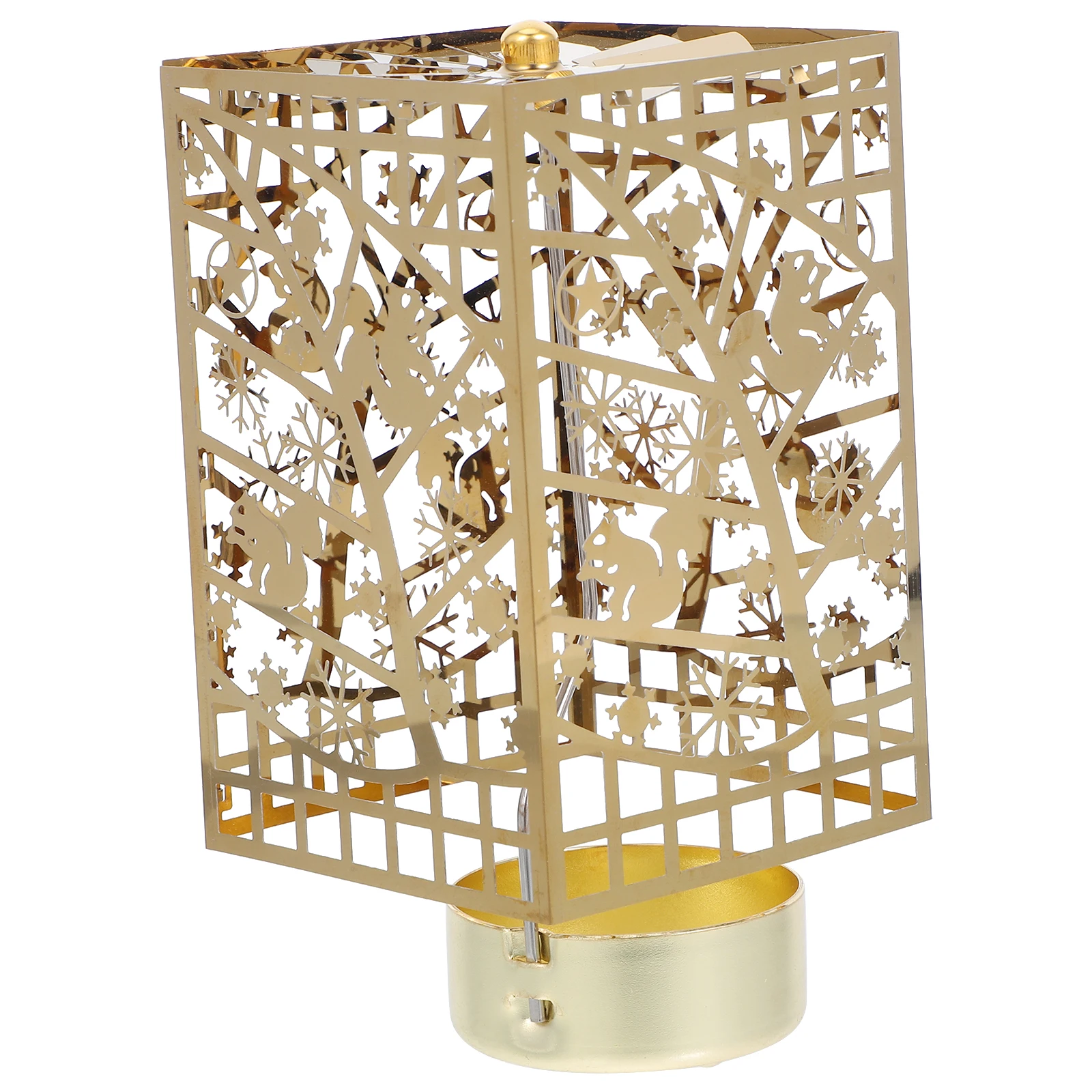 

Rotating Christmas Holder European Style Tea Light Candlestick Desktop Ornament Holiday Table Decor Festive Decorative