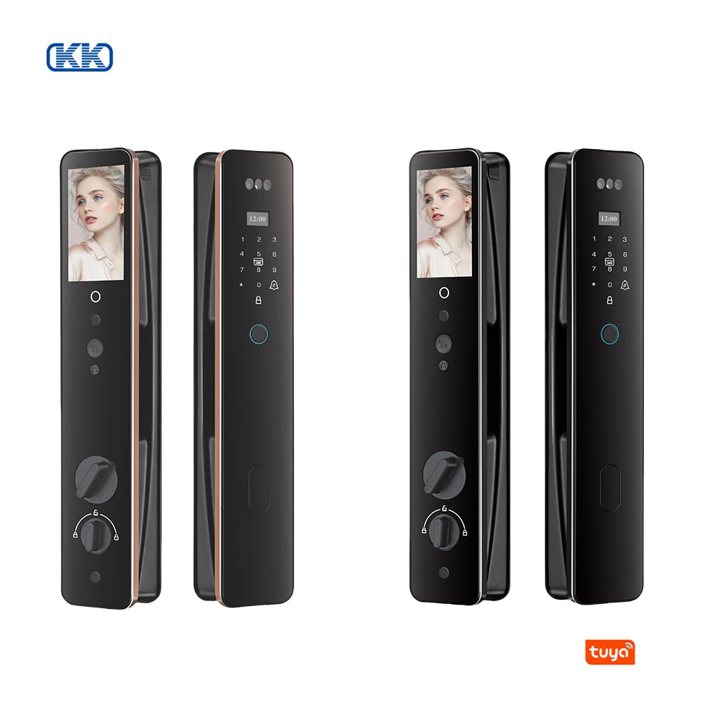 

Tuya WiFi Smart Camera Door Lock 3D Face & Fingerprint Unlock Real-time Video Intercom Aluminum Exterior For Home Use