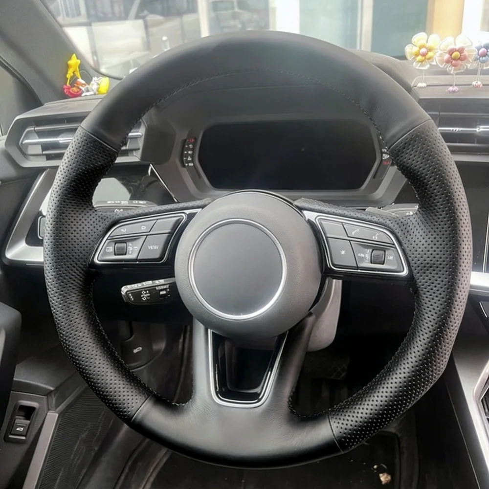 

Car Steering Wheel Cover Microfiber Leather For Audi A1 8X A3 8V S3 A4 B9 S4 A5 8W6 S5 Q2 RS 4 2016-2022 Car Accessories