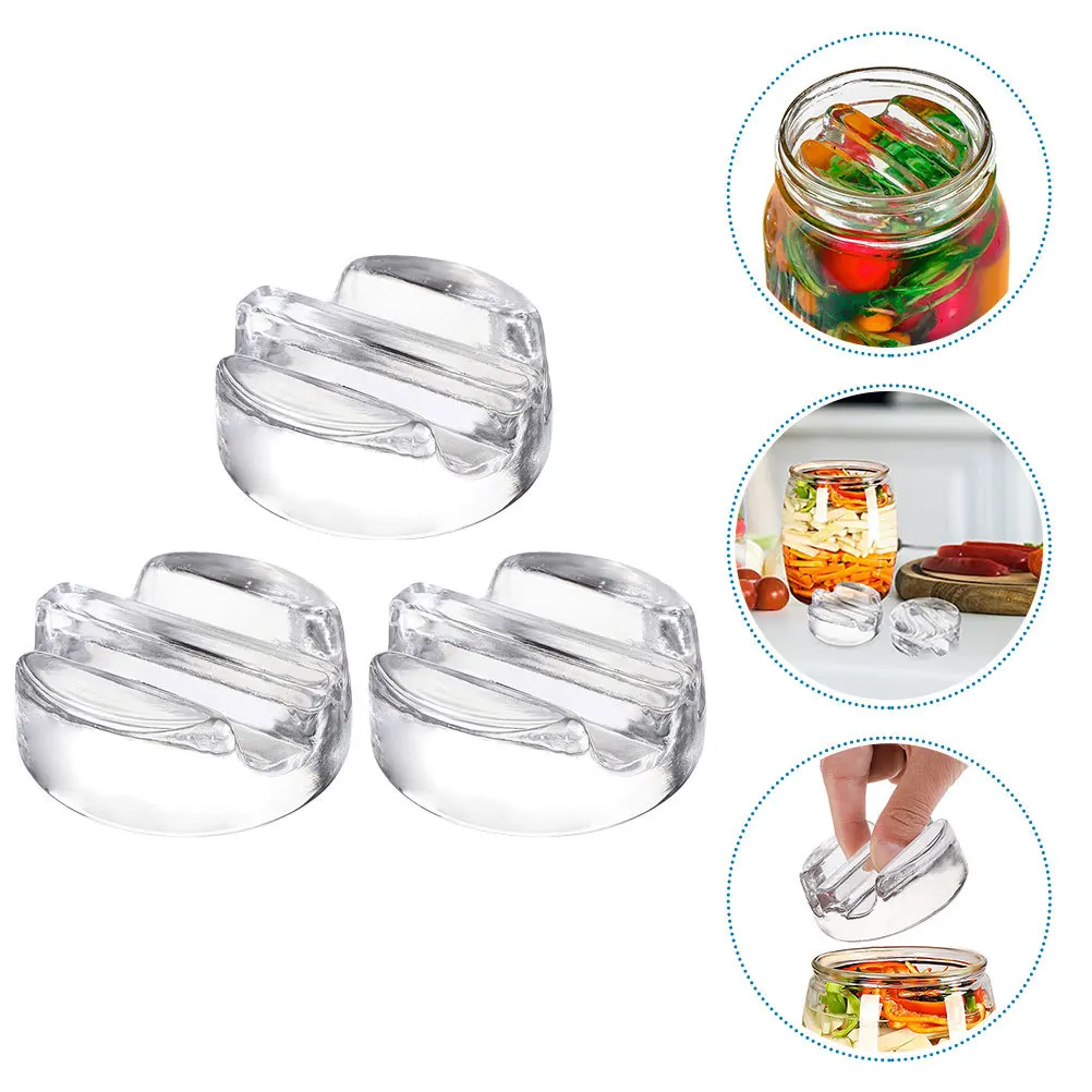 

3Pcs Mason Jar Glass Weights Fermenting Lids Wide Mouth Pickle Jar Weights Kimchi Sauerkraut Household Kitchen