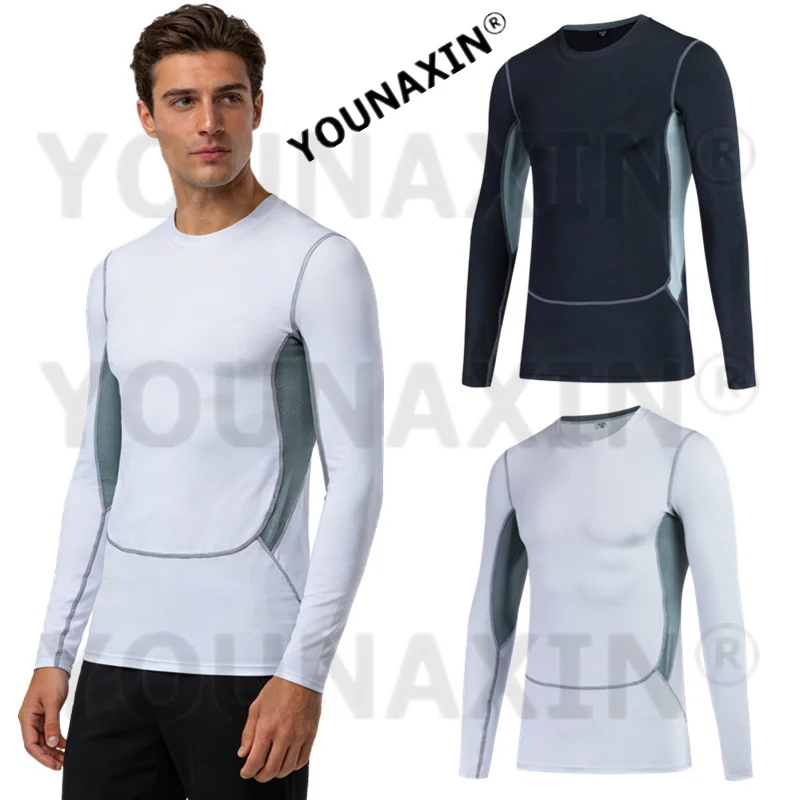 YOUNAXIN Men's Basketball Sports Tight Long Sleeves T-Shirts Gym Fitness Jogger Running Top Outdoor Clothes S M L XL 2XL 3XL