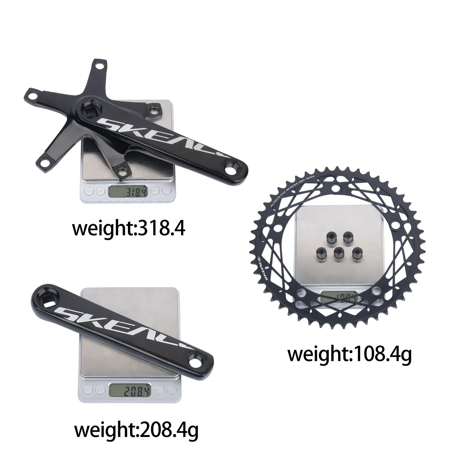 SKEACE Bicycle Crankset 144BCD Mountain Bike Square Hole Crank Aluminum Alloy Single Speed Crank Chainwheel 165mm 49T Crank Set