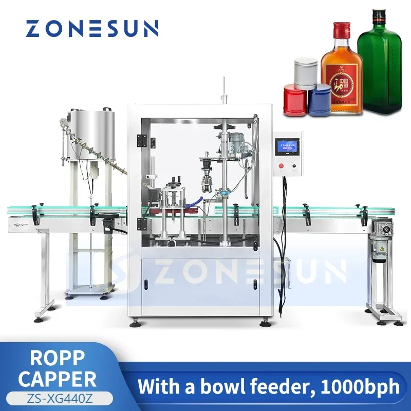 ZONESUN-máquina automática de sellado de tapas ROPP de aluminio, taponadora de botellas a prueba de Pilfer, cierre de sellado de tapas ZS-XG440Z