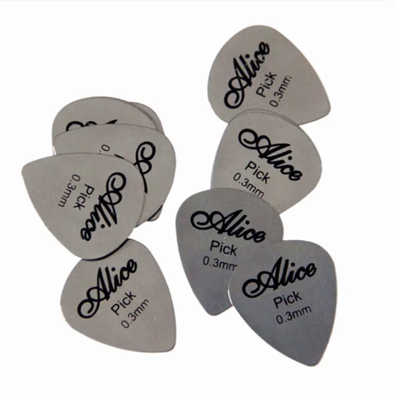 Hot Sale 10/5Pcs Metal Guitar Pick 0.3mm Durable Thin Silver Color Professional Bass Ukelele Finger Guitar Picks Accessories