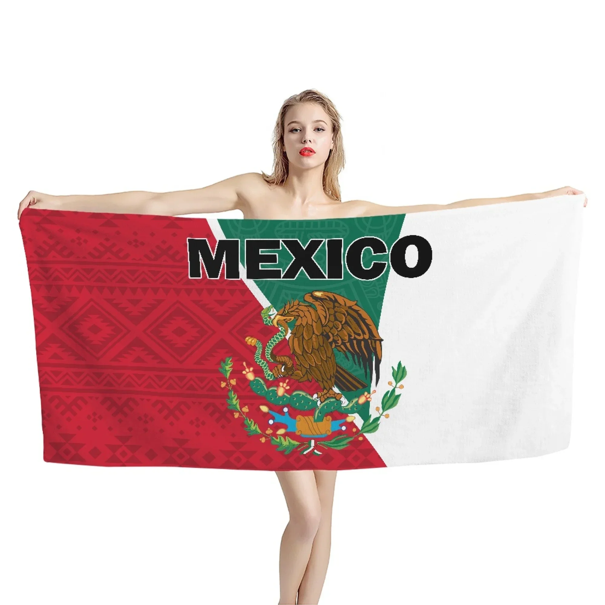 Flag of Mexico Printed Beach Towels Kids Adults Home Bathroom Function Absorbent  Soft Travel Portable Camping  Yoga