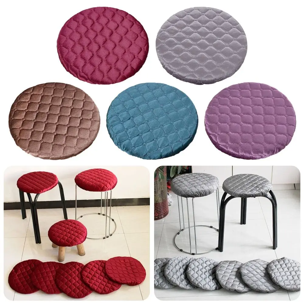 

Thickened Thickening Stool Covers Solid Color Soft Dining Stool Covers Anti Dirty Elastic Round Stool Covers Lifting Chair