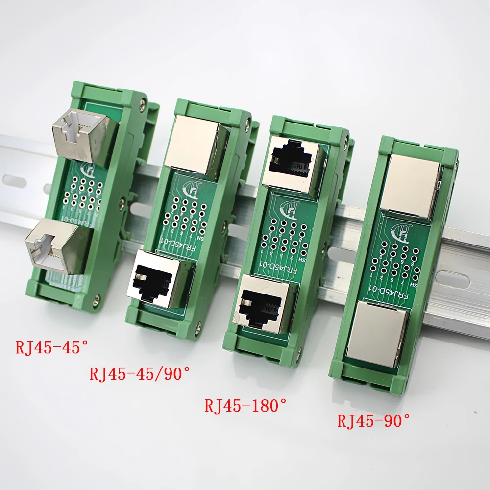 RJ45 Female 8P8C Breakout Board With Din Rail Mounting Bracket Foot