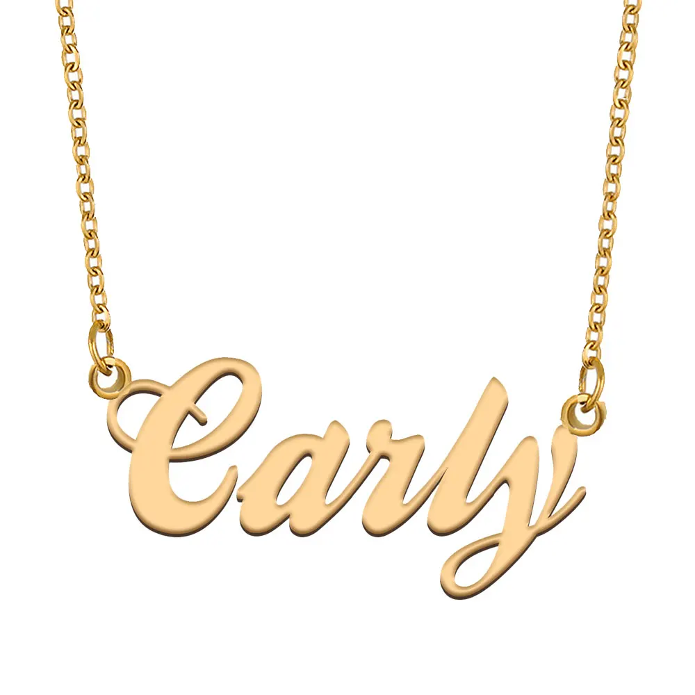 

Carly Name Necklace for Women Stainless Steel Nameplate Pendant Jewelry Femme Mothers Girlfriend Gift