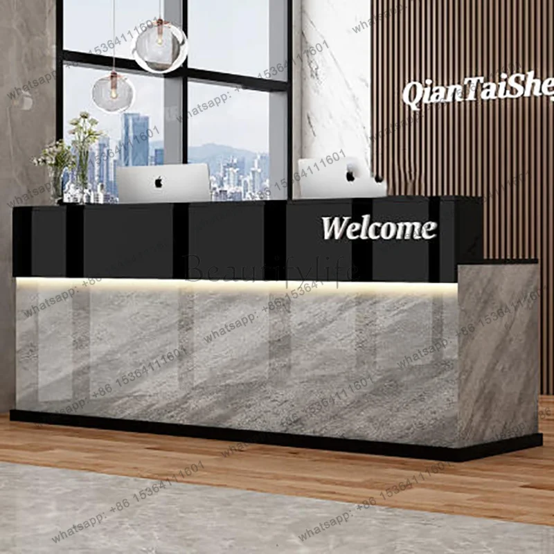 LJY Nordic Display Reception Desk Luxury Modern Reception Desk Storage Trendy Vintage Bancone Commercial Furniture