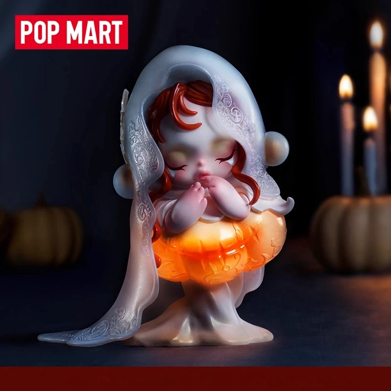 

Подлинная в наличии POP MART SKULLPANDA фигурка белой луны со светящимся милым настольным орнаментом для подарка на день рождения