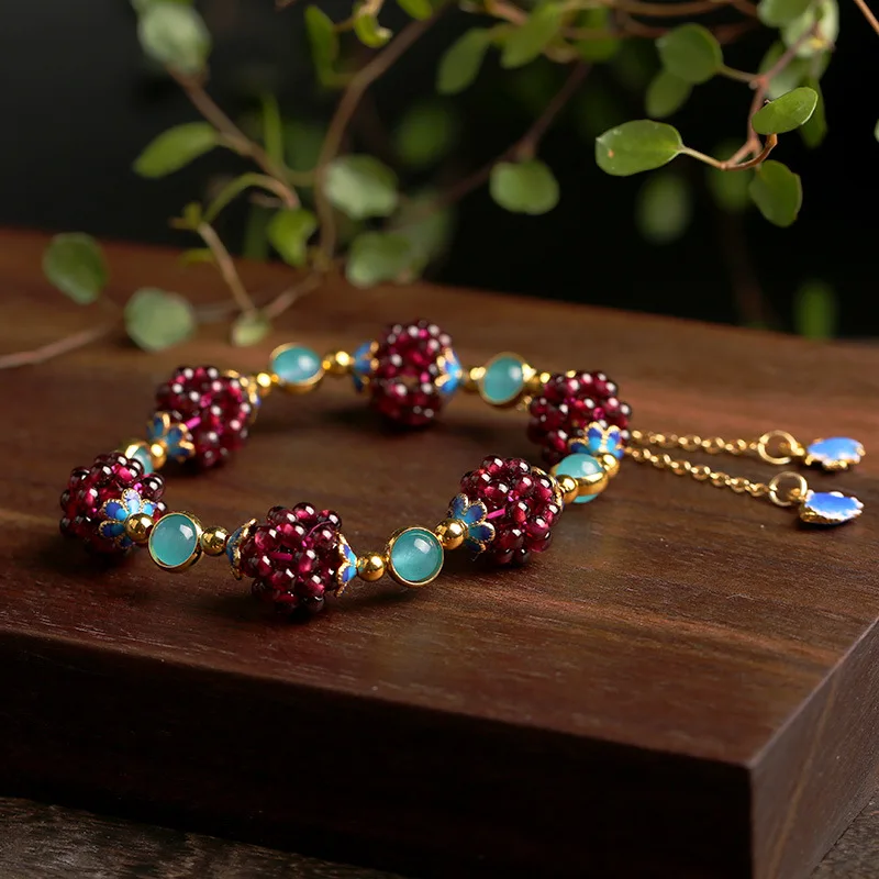 New Style Natural Garnet & Amazonite Stone 14K Gold Filled Female Bracelet Jewelry For Women Birthday Gifts No Fade