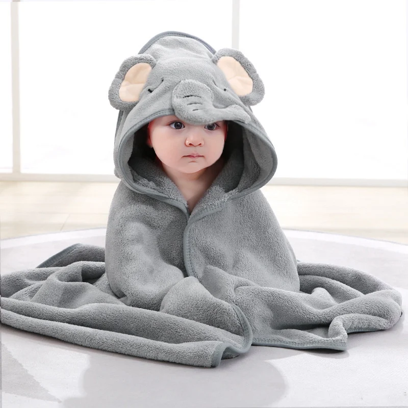 

Baby Cozy Bear Eared Baby Hooded Towel Absorbent Bath Wrap for Little Ones Baby Shower Gift 4 Colors