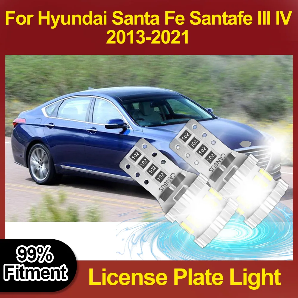 

6W T10 W5W License Plate Light Wireless 6000K White Dynamic Flashing Led lights For Hyundai Santa Fe Santafe III IV 2013-2021
