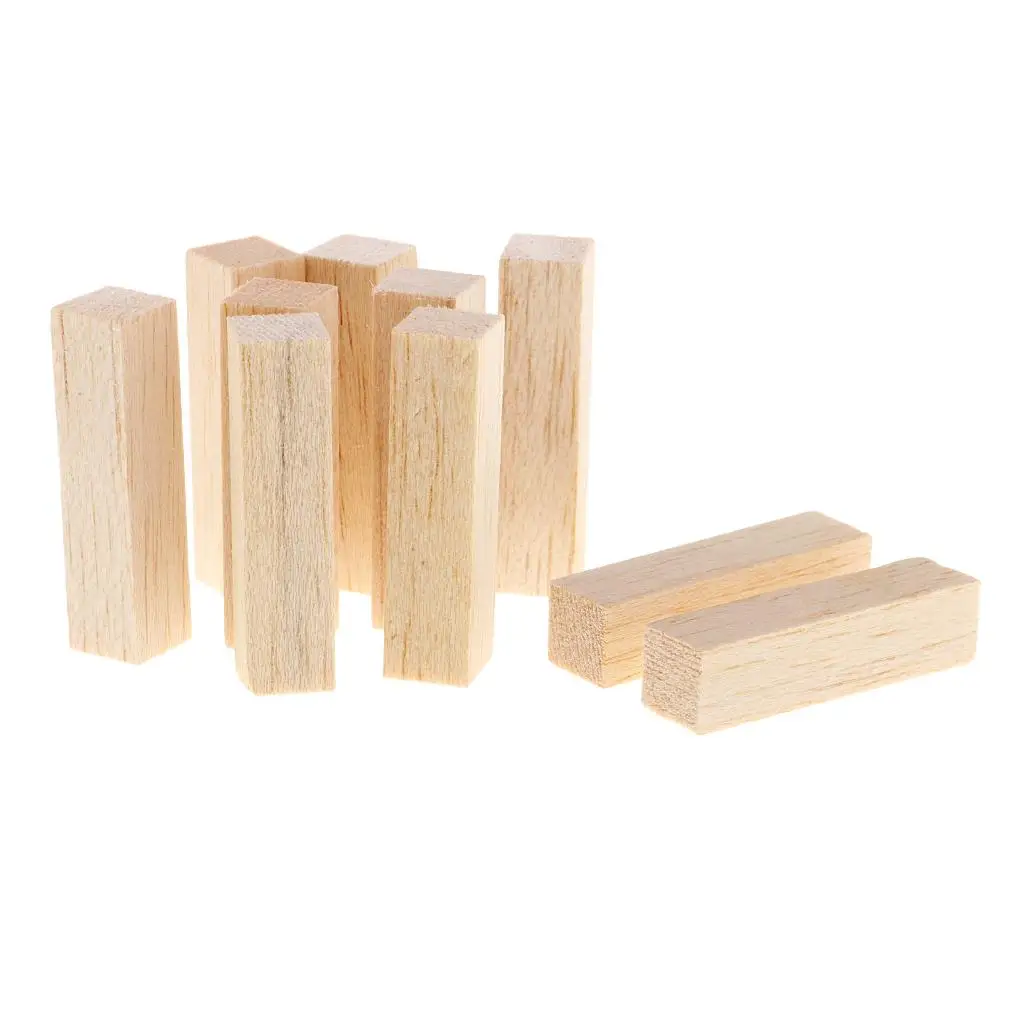 Bloques de madera para tallar y manualidades, juego de bloques de 10 piezas, natural