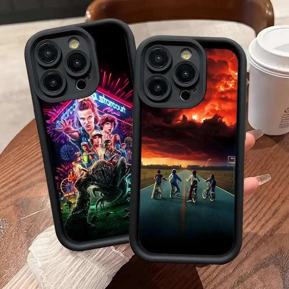 

Hot S-Stranger T-Things Silicone Soft Phone Case For IPhone 17 16 15 14 Plus 13 12 Mini 11 Black Cover