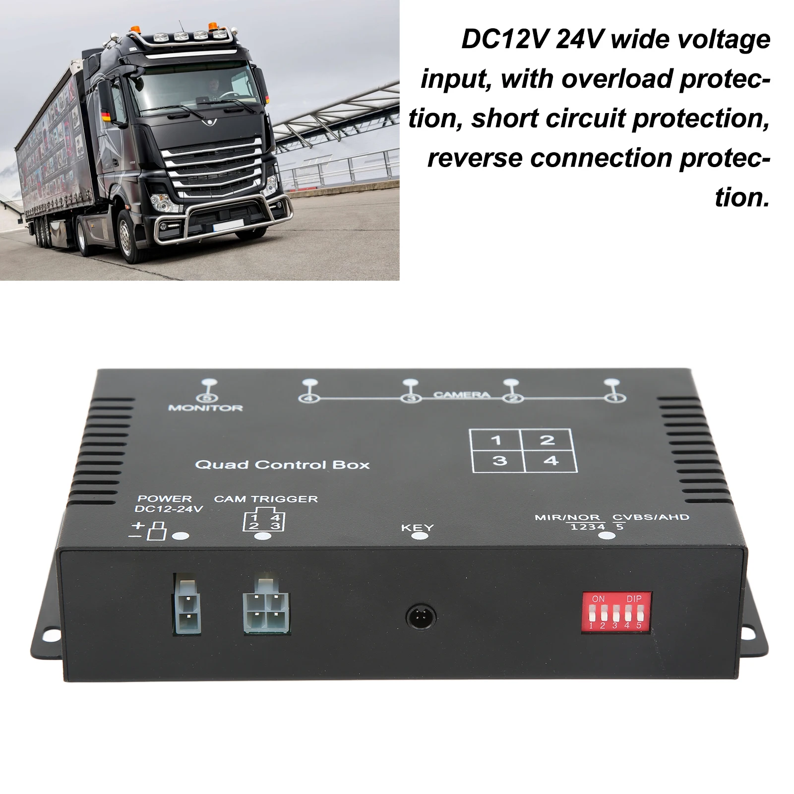 Parking Camera Video Switch 4 Channel Video Splitter 1080P AHD DC12V 24V Camera Video Screen Switch for RV Truck Bus Trailer