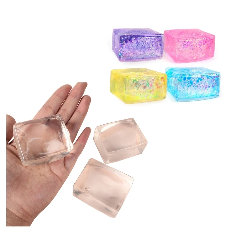 

Squeeze Toy Ice Cube Mochi Clear Tofu for Kids Anxiety Reduce Fairy Slow Rising Teens Party Supplies