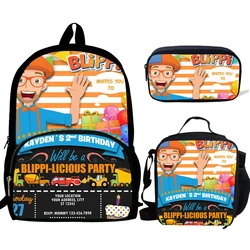 1 Set Blipi Kids School Bags For Teenagers Boys Girls Kids Cartoon  Backpack Mochila Student Book Bag Set 3Pcs Child Schoolbag