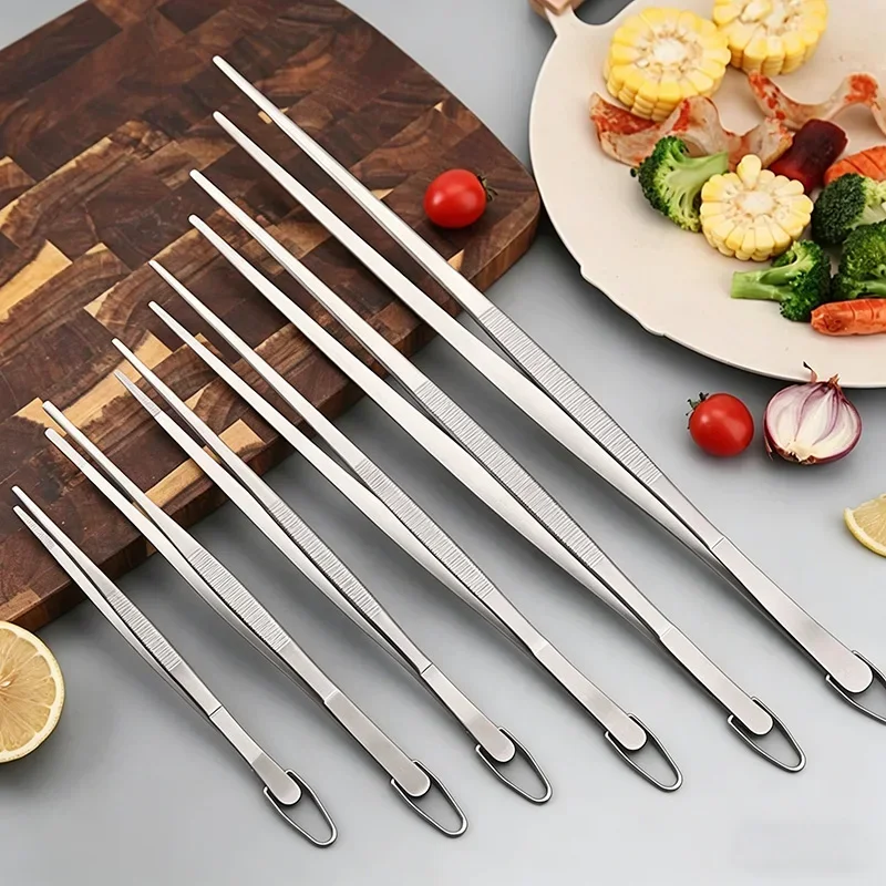 1 Stück 12 Zoll Edelstahl-Kochzange Küchenzange BBQ-Werkzeug Pinzette zum Kochen Küchenzubehör CFQJ007