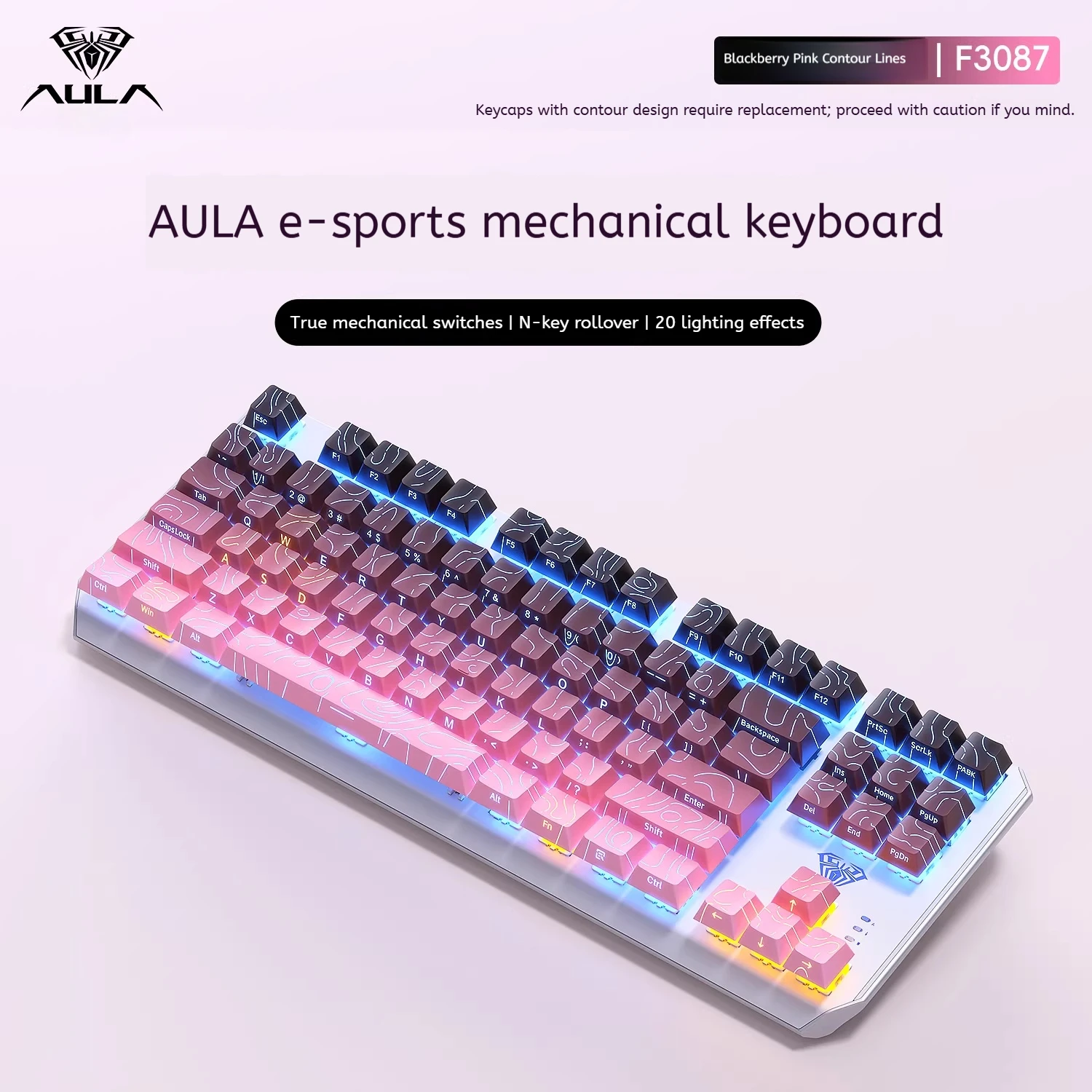 AULA F3087 Pro/F3087 Mechanical Keyboard 75% Layout Backlight Wired Full Key No Punch for Office E-Sport Gaming Keyboard