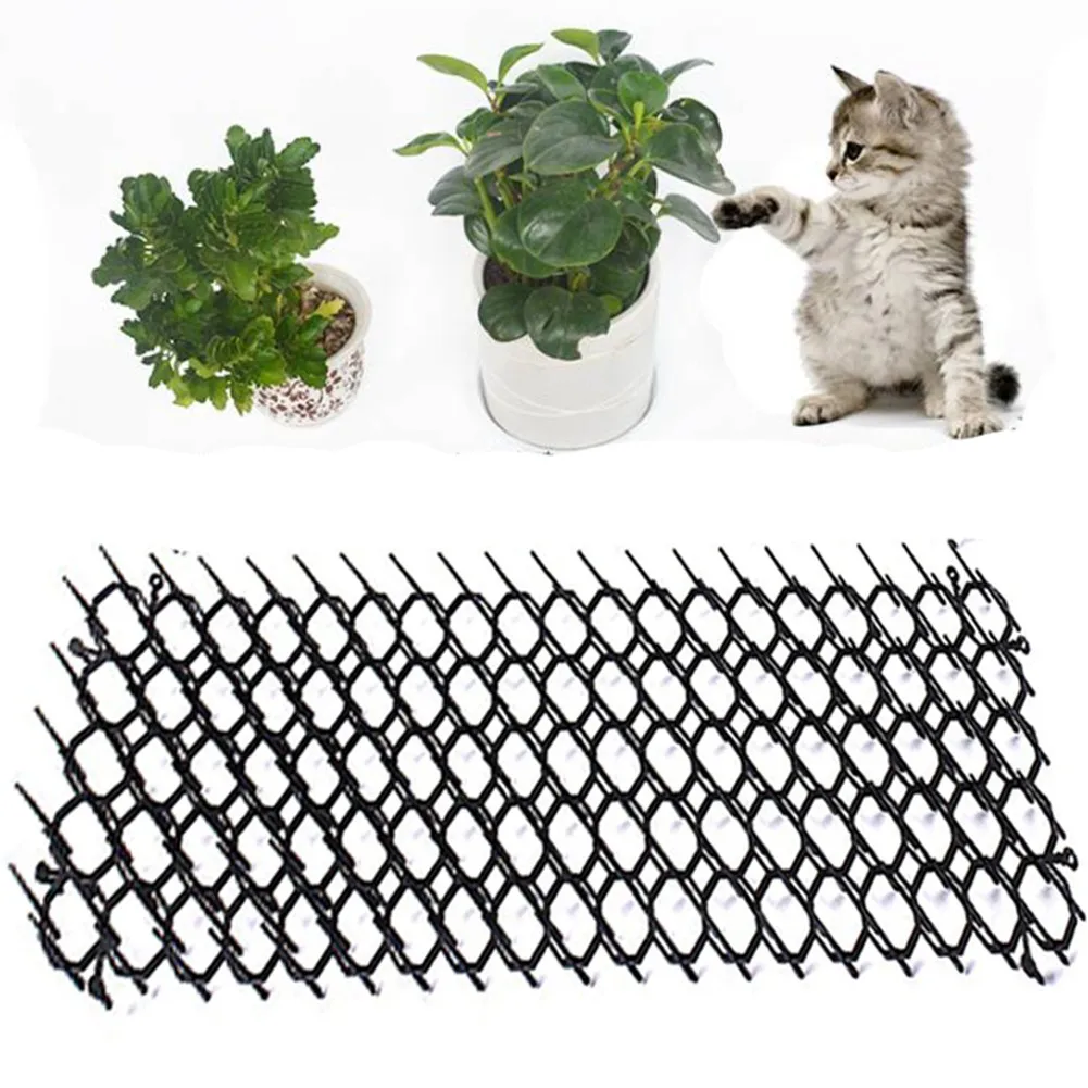 12PCS 200x155MM Garden Anti Cat Dogs Repellent Mat Prickle Strips Safe Plastic Spike Thorn Cat Crates Gates Containment