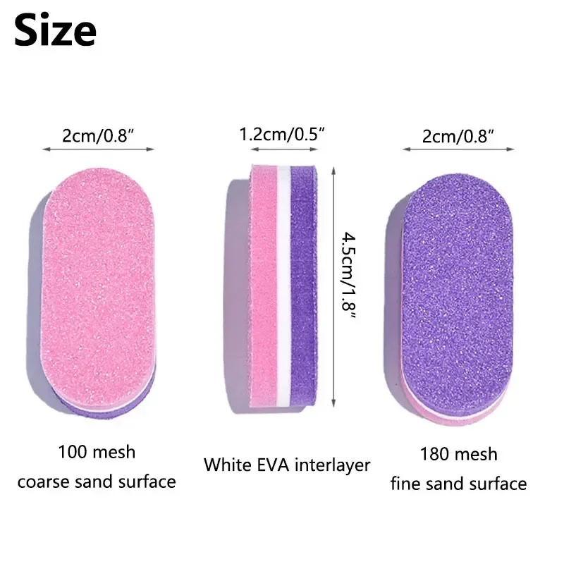 50 szt. Mini pilniki do paznokci wielokolorowe 100/180 wielokrotnego użytku dwustronna gąbka buforująca przenośne zmywalne narzędzia do paznokci do podróży
