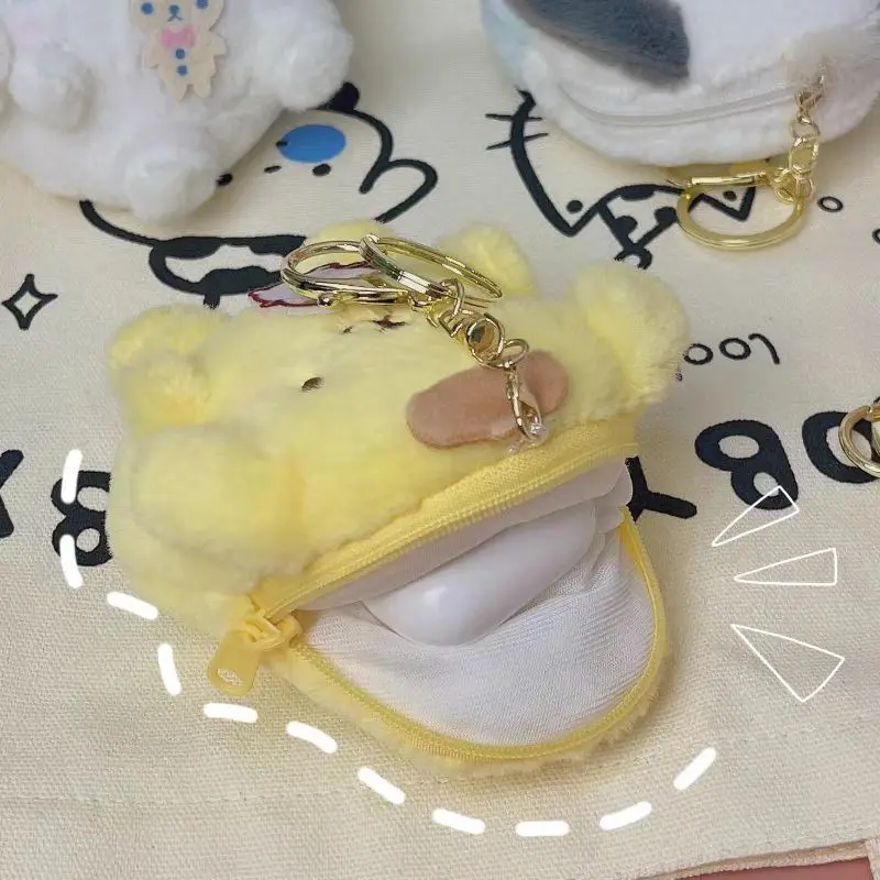 10pcs/lot Kawaii Sanrio Hello Kitty Anime Plush Doll Keychain Cartoon Cinnamoroll Pendant Coin Purse Storage Bag  Toys