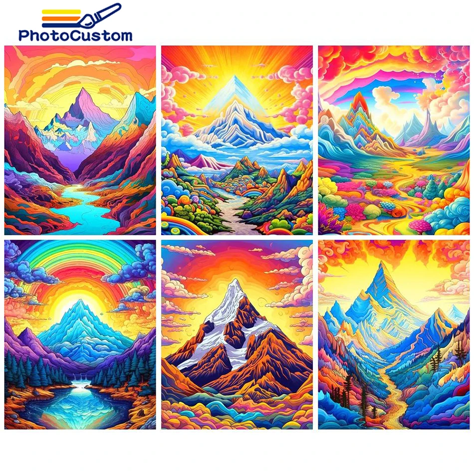 

PhotoCustom Painting By Numbers DIY Abstract Landscape Coloring By Numbers Hand Painted Wall Artwork Canvas Painting Unique Gift