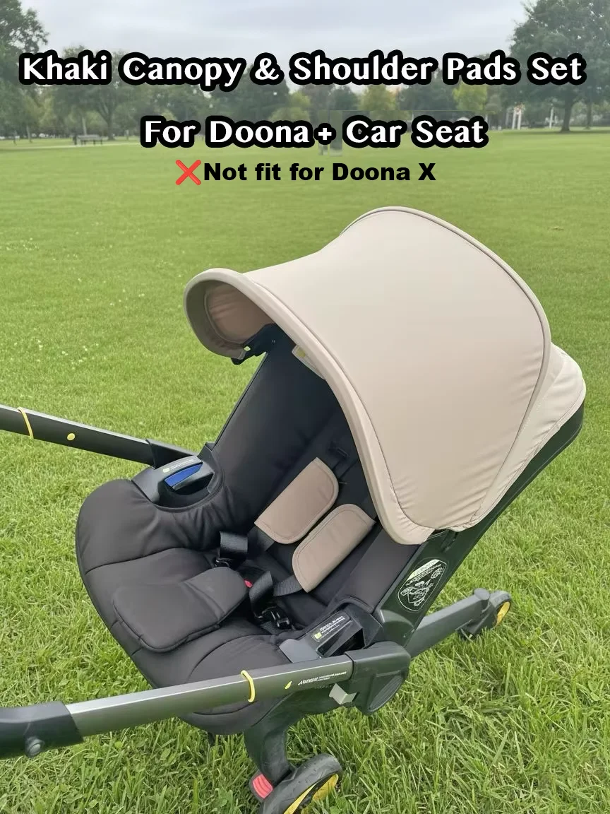 For Doona+,Doona I Car Seat Stroller Replacement Set - Khaki Canopy+2 Shoulder Pads, Skin-Friendly Fabric, Snug Fit