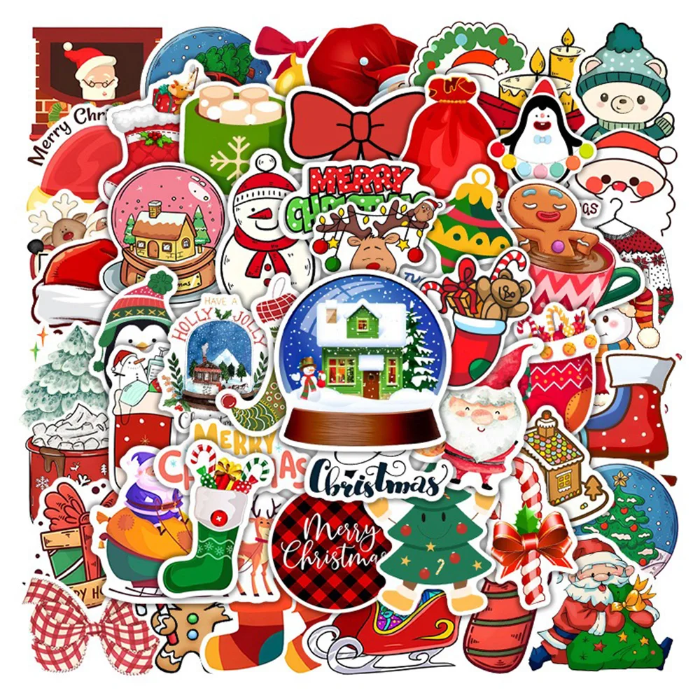 10/30/50/100PCS Cute Christmas Santa Tree Cartoon Sticker DIY Laptop Luggage Skateboard Graffiti Decals Fun for Kid Toys