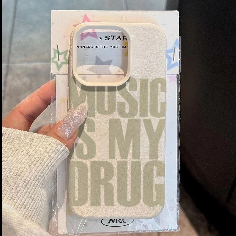 Funda de teléfono con patrón MUSIC IS MY DRUG para Iphone 17 17Air 16 15 14 13 12 11 Pro Max Funda para Iphone 16 15 14 Plus
