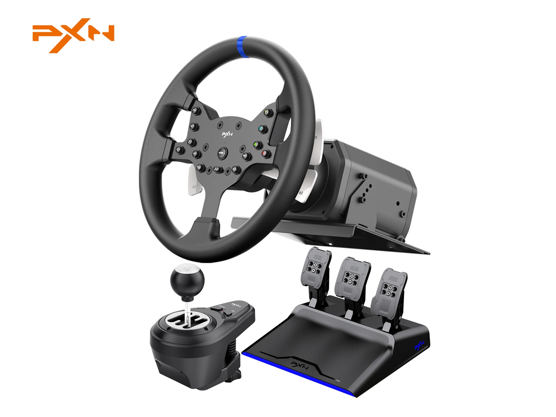 PXN V99 3.2Nm Force Feedback Racing Simulator 270/900 Rotation Gaming Steering Wheel for PC Windows,PS4,Xbos One,Xbox Series X/S