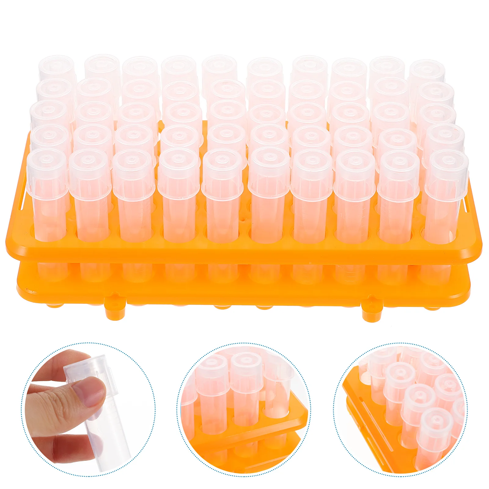 100 Pcs Shake Tube Science Test Tubes Centrifuge Scale Air Tight Professional with Rack Plastic Chemistry School