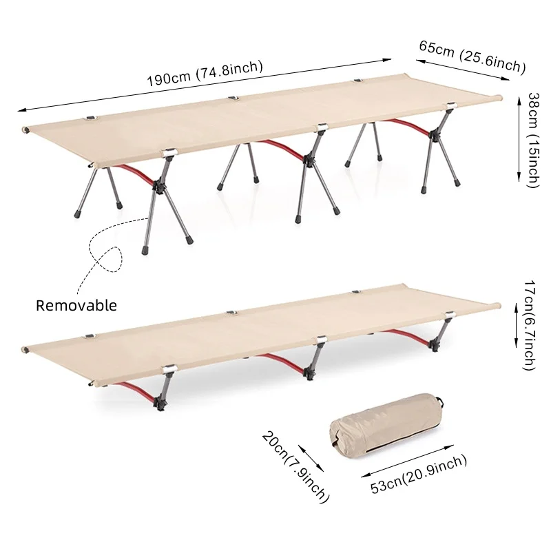 Portable Outdoor Camping Cot Ultralight Aluminum Alloy Sleeping Cot Tourist Hiking Adjustable Single Bed Foldable Tent Bed