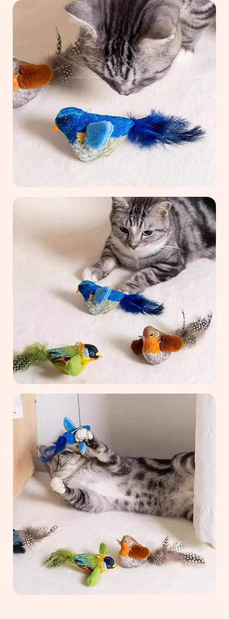 Simulation Vogel Katze Spielzeug Katzen Interaktive Katze Spielzeug Realistische Vogel Sound Katze Spielzeug Plüsch Katze Spielzeug Katzenminze Katze Spielzeug für Katzen Kätzchen Spielzeug – Detail 7