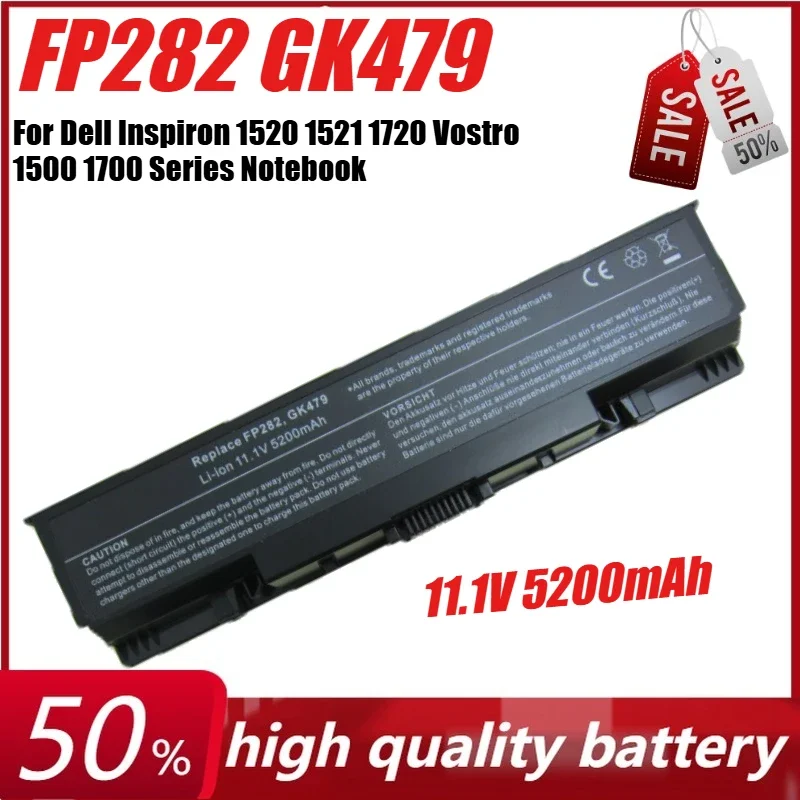 New 11.1V 5200mAh FP282 GK479 Laptop Battery for Dell Inspiron 1520 1521 1720 1721 Vostro 1500 1700 Series Notebook