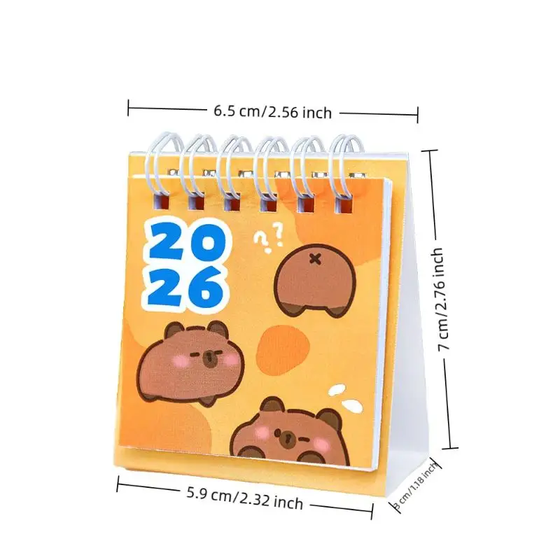 2026 Cartoon Capibara Desktop Mini Desk Calendar Clock In Program Student Rewards