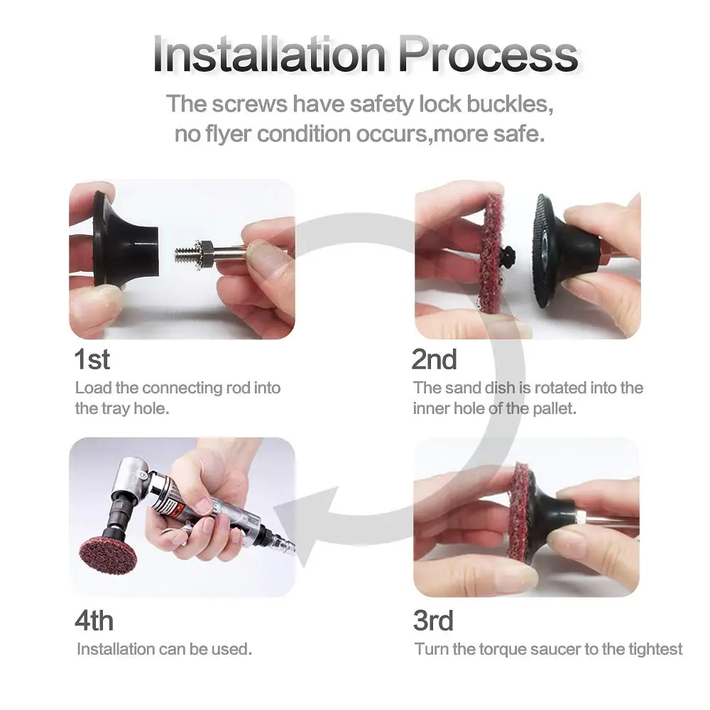 27 Pcs 3 Inch Quick Change Disc Set with 1/4" Holder Lock Sanding Disc for Surface Prep Strip Grind Polish Finish Burr Rust