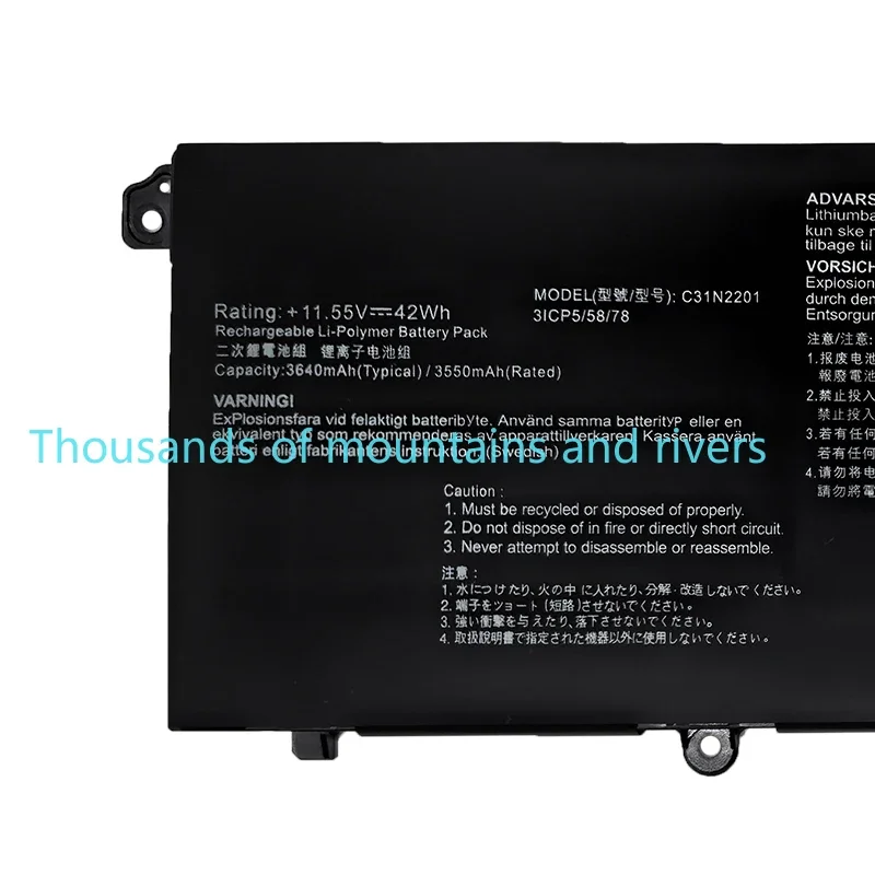 

C31N2201 Laptop Battery For Asus 0B200-04260000 Battery 3640mAh 11.55V 42Wh Notebook