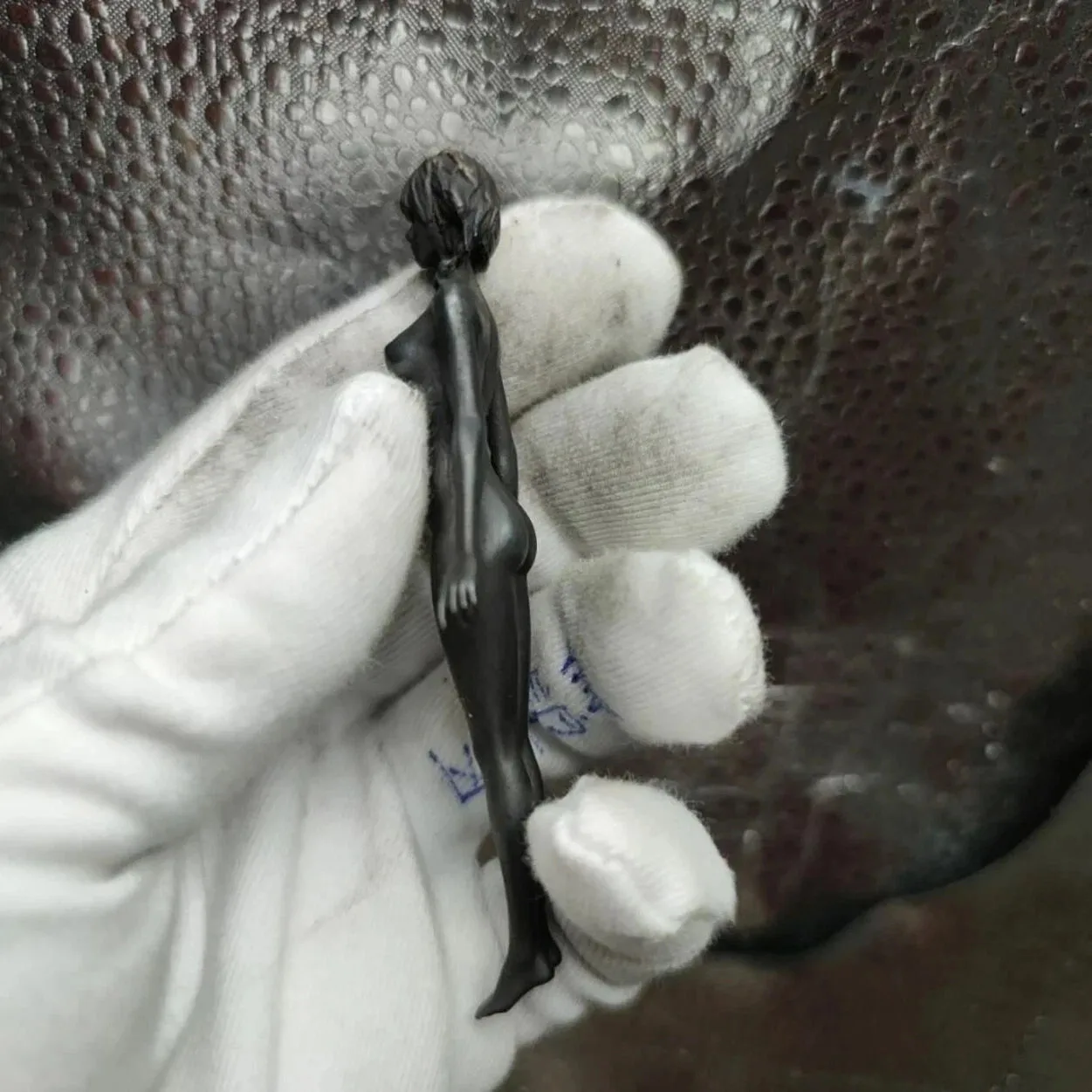 3.5 "الأسود النحاس الصينية الإناث عارية الجسم نموذج تمثال الفن الرجال هدية حلية #5