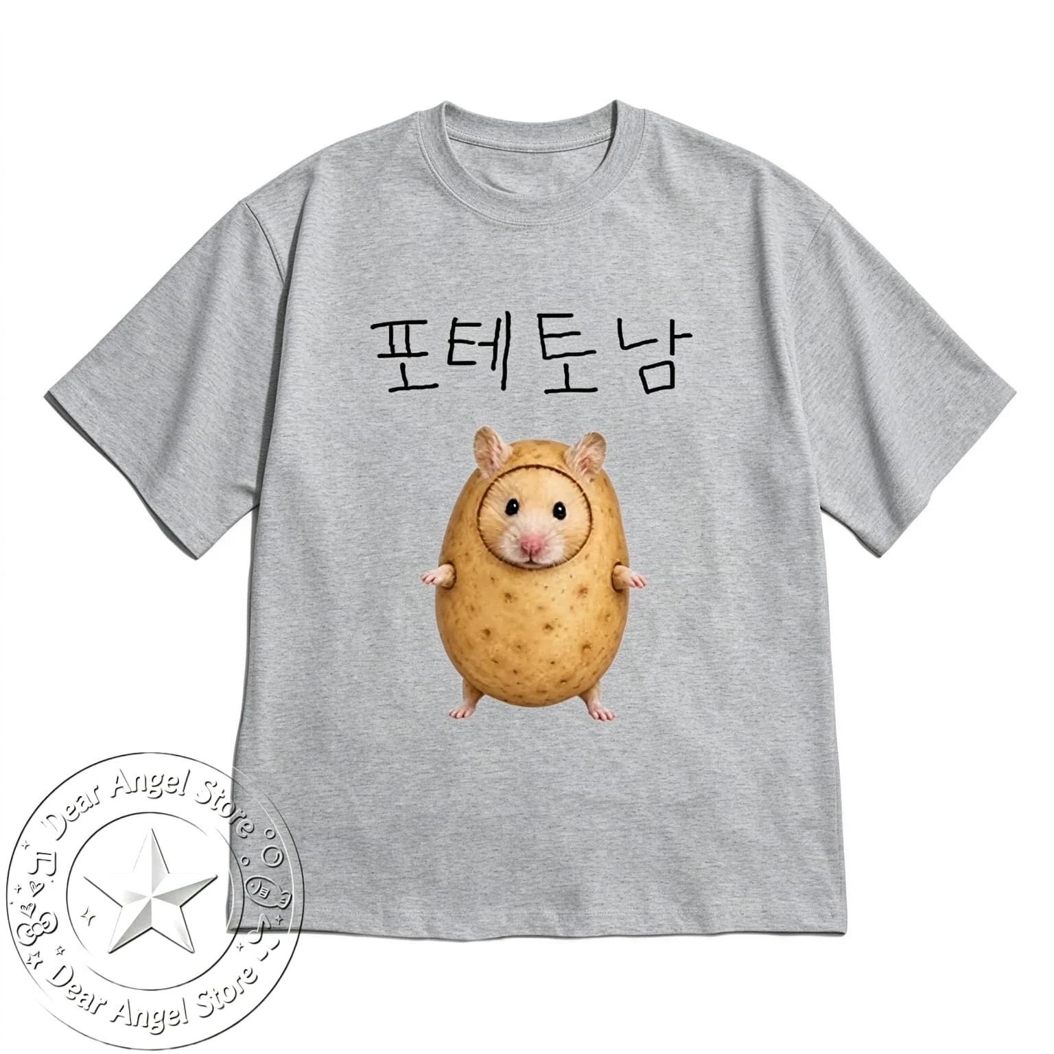 Y2k Clothing Women Top Female Potato Hamster Korean Print 2000s Tops Funny Meme Cute Animal Girl T-shirts Short Sleeve Tees