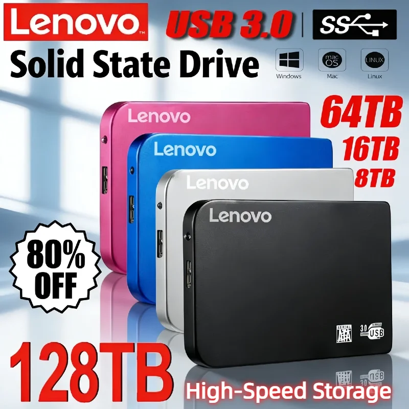 

Original Lenovo Portable SSD 2TB 30TB External Solid State Drive USB 3.1 High Speed Storage 2.5 Inch for Laptop PC PS4 Mac