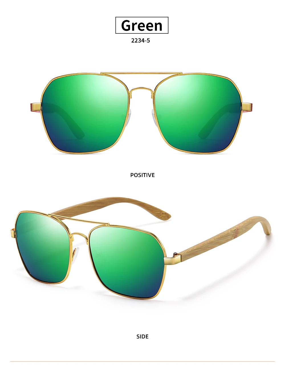 GM Fashion Retro Metallische Eckige Sonnenbrille für Damen und Herren Luxus Designer Marken Beliebte Fahrer-Sonnenbrille aus Bambus und Holz – Detail 10