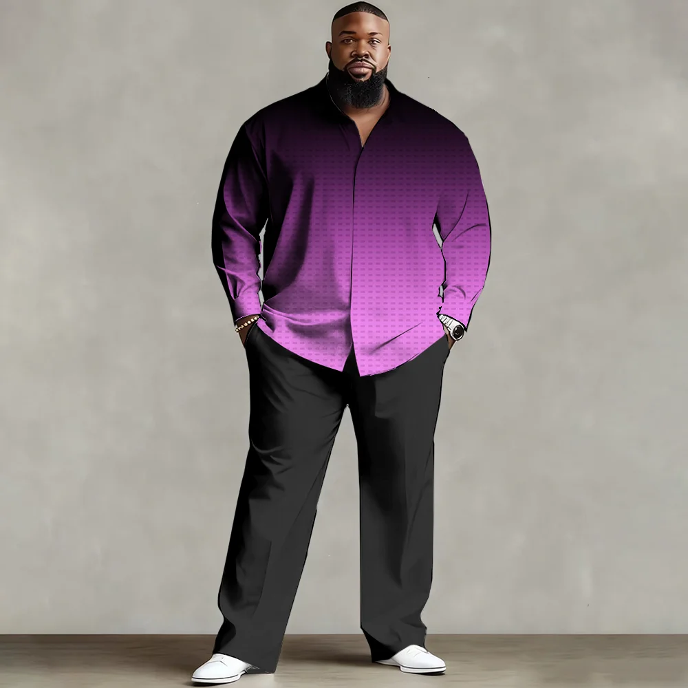 

S-9xl plus size Men's Shirt Set: Texture Charm - Breathable Fabric, Sleek Dobby Weave Textures, Wrinkle-Resistant,
