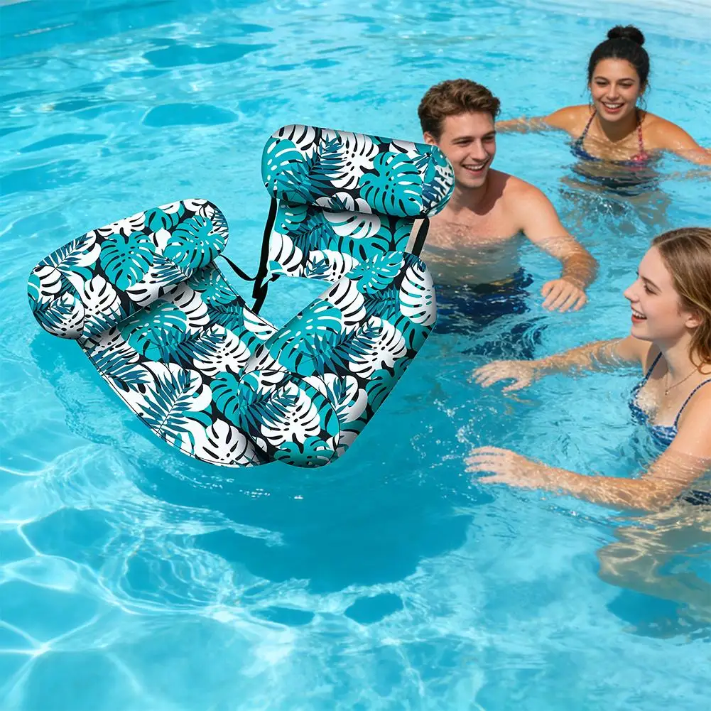 

Inflatable Pool Hammock Chair Floating Water Lounge Bed Foldable Swimming Pool Recliner Heavy-Duty Pool Floats For Adults