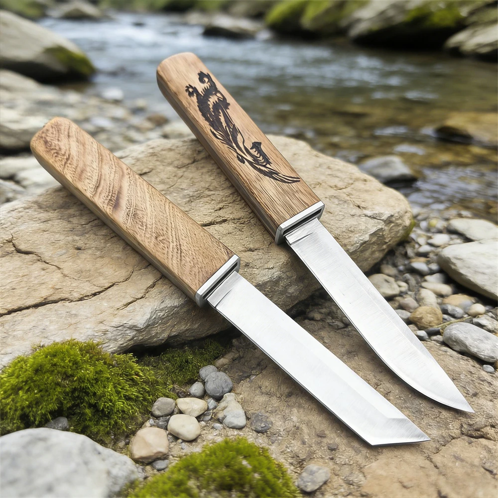 

Нож-трансформер 2-в-1 в японском стиле: складной нож/танто с клинком из стали 7Cr13MoV, деревянной рукоятью, для кемпинга, портативный, легкий, EDC-инструмент