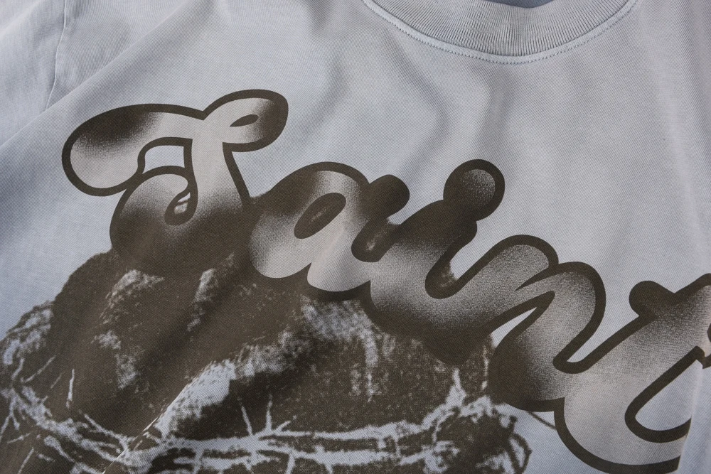 سانت فانيتي تي شيرت الرجال الصيف ملابس الشارع الماركات الرجعية تفعل القديمة عادية القطن إلكتروني الطباعة تنفس قصيرة الأكمام تي شيرت #4