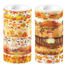 Thanksgiving Maple Leaf Pumpkin Autumn Transparent Roll Sticker and Paper Tape DIY Handbook Material Packing Washi Tape Set